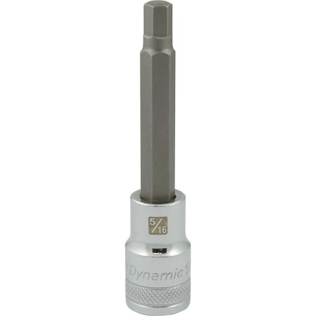 Dynamic Tools 1/2" Drive SAE Hex Head, 5/16" Long Bit, Chrome Finish Socket D013460